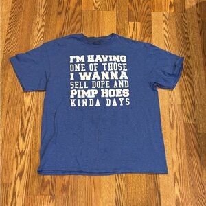 blue ‘pimp hoes’ tee